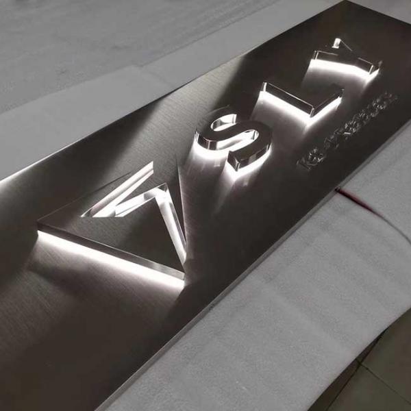 Quality Decorative Office Company Logo Wall Sign Brush Silver 3cm Thickness for sale