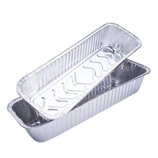 Quality Disposable Silver Oven Rectangular Aluminum Foil Bread Baking Container for sale