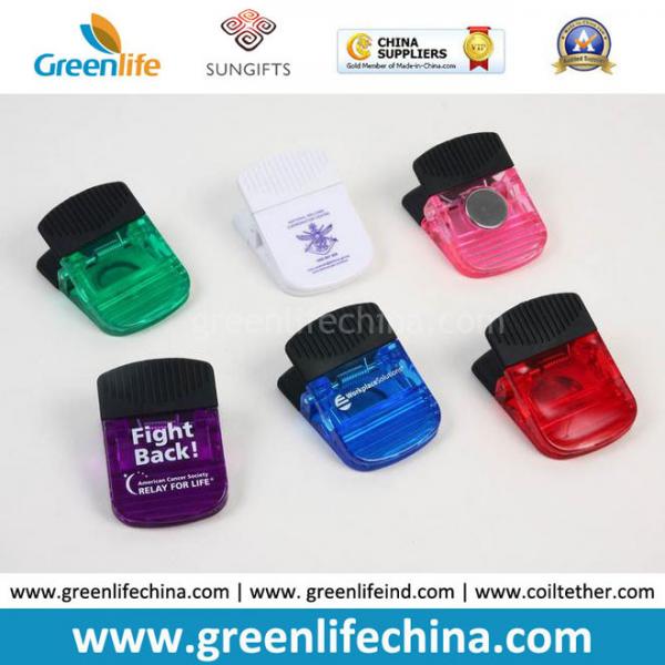 Quality Plastic Stationery Magnetic Clip W/Black Rubber Handle in Transulcent Colors for sale
