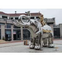 Life Size Brass Man Sitting Stainless Steel Elephant Sculpture
