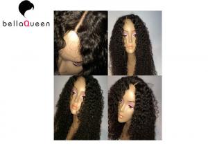 Buy cheap Tangle-Free Curly Women Natural Black Brazilian Human Hair Lace Wigs product