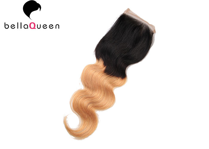 Buy cheap 1b/27# Body Wave Human Hair Top 4x4 Lace Closure By Machine Made from wholesalers