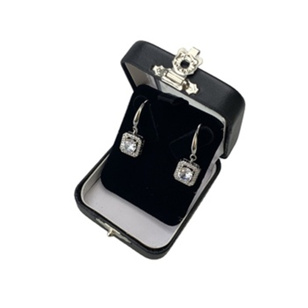 Buy cheap Earrings Velvet Jewelry Gift Boxes PU Leather Latch With Window Cardboard Insert from wholesalers