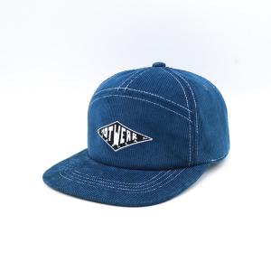 Buy cheap 7-panel Flat Brim Snapback Hats 100% Corduroy denim blue color magic tape caps product