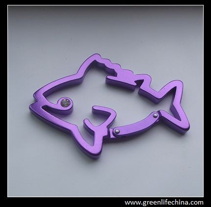 Buy cheap Promotional gift hook wholesale animal shaped carabiner purple fish karabiner hook holder product