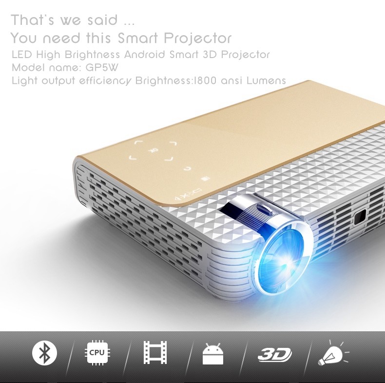 Buy cheap simplebeamer GP5W,1280x800Pixels 3D pocket Projector with Android 4.44 OS,wifi Smart,DLP,Bluetooth from wholesalers