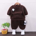 Buy cheap 120cm Unisex Winter Children'S Clothing Lamb Wool Panda 2 Piece Sweater Pants Set from wholesalers