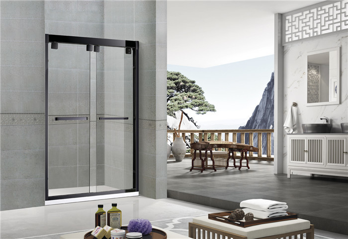 Buy cheap Sand Black Inline Double Sliding Glass Shower Screen Aluminum Alloy  CE Certification from wholesalers