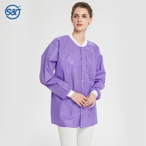 Buy cheap SMS Disposable Lab Coat With Knit Cuffs and Collar from wholesalers