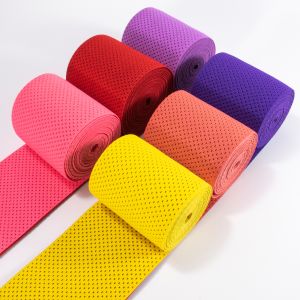 Buy cheap Custom super wide medical elastic band eco-friendly material fish silk elastic webbing strap with holes from wholesalers