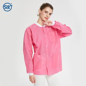 Buy cheap SMS Disposable Lab Coat With Knit Cuffs and Collar from wholesalers