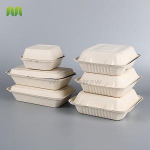 Buy cheap Biodegradable Disposable Clamshell Take Out Containers Bagasse And Bamboo Pulp Material Rectangle Shape from wholesalers