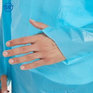 Buy cheap S&J Disposable Isolation Gown Individual Wrapped Long Sleeve & Thumb Hole Unisex Liquid-Proof CPE Gown Disposable from wholesalers