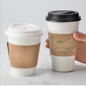 6 oz white paper coffee cup with sleeves