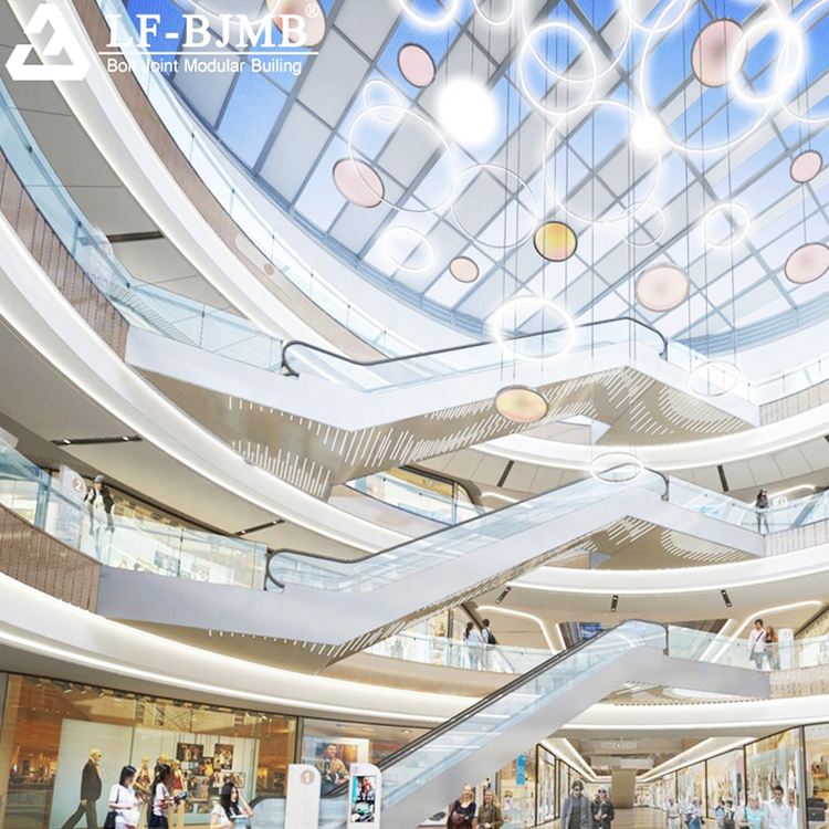 prefabricated hall steel structure shopping mall building