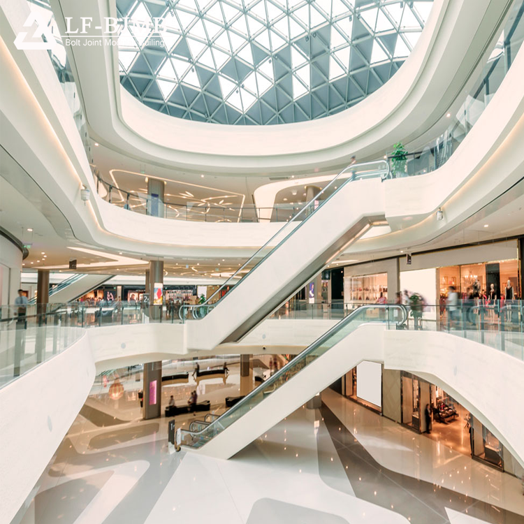 prefabricated hall steel structure shopping mall building