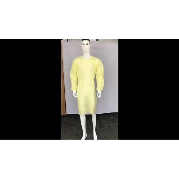 Quality S&J Reusable Laminated Waterproof Non-woven PP PE Disposable Yellow Isolation Gown AAMI Level 2 3 4 OEM for sale