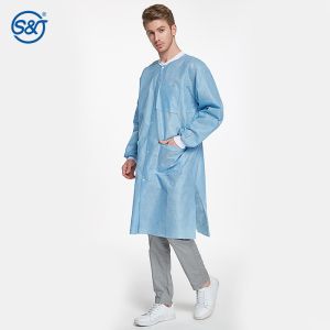 Buy cheap S&J High Performance custom color design SMS Disposable Lab Coat With Knit Cuffs and Collar from wholesalers