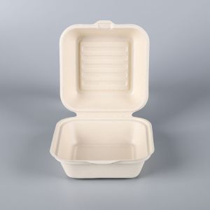 Buy cheap Custom Clamshell Take Out Containers Sugarcane Bagasse Hamburger Box from wholesalers