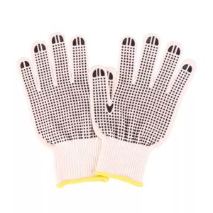 7Gauge White Polycotton Liner PVC Dotted Gloves DOTTED-W