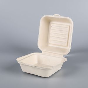 Buy cheap Custom Clamshell Take Out Containers Sugarcane Bagasse Hamburger Box from wholesalers