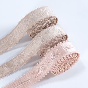 Buy cheap Anti Slip Plush Picot Edge Lingerie Elastic Stretch Band Nylon Jacquard Pattern Bra Elastic Trimming from wholesalers