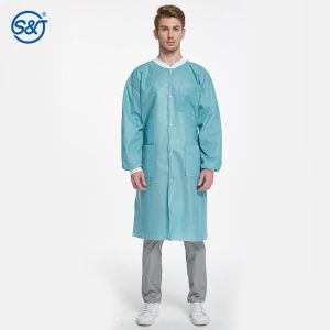 Buy cheap S&J High Performance custom color design SMS Disposable Lab Coat With Knit Cuffs and Collar from wholesalers