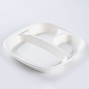 Buy cheap Eco Friendly Sugarcane Bagasse Biodegradable Disposable Tray Compostable Tableware Rectangle 9 Inch from wholesalers