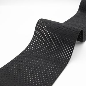 Breathable soft medical reusable polyester mesh wide black elastic band strap