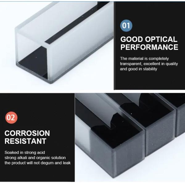 Wavelength 200nm-2500nm 10mm Light Path Quartz Cell for Visible UV Spectrophotometer