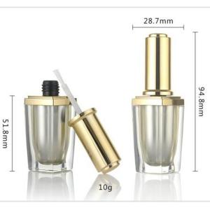 Acrylic 10ml Empty Nail Polish Bottles With Brush Gold Square