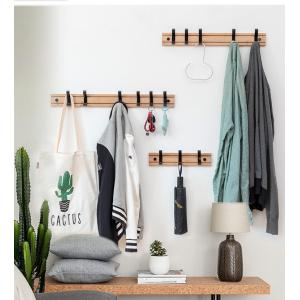 Coat Hat Hanger for Wall Organized and Storage with Movable Hooks Bamboo