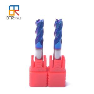 Buy cheap BOMA TOOLS HRC65 Carbide End Mill Cutter 4Flute for stainless steel milling in Nano Blue Coating from wholesalers