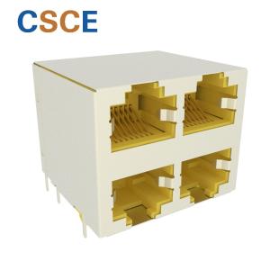 Buy cheap 2*2 8P8C RJ45 Shielded Stacked Female Connector With 4 Port Jack Ethernet Interface from wholesalers