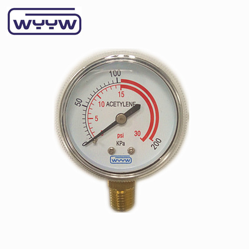 Buy cheap 50mm bottom 2" acetylene pressure gauge from wholesalers