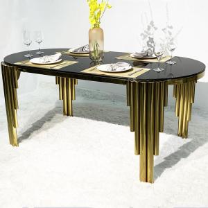 Buy cheap 78cm High Oval Shape Dining Table With Glass Top Customized Color from wholesalers