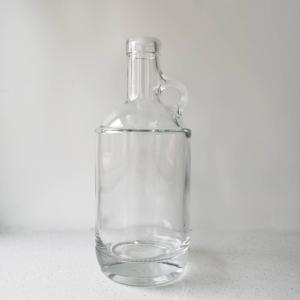 Glass Products 750ml Bottle With Cork For Liquor Vodka Clear Glass Collar