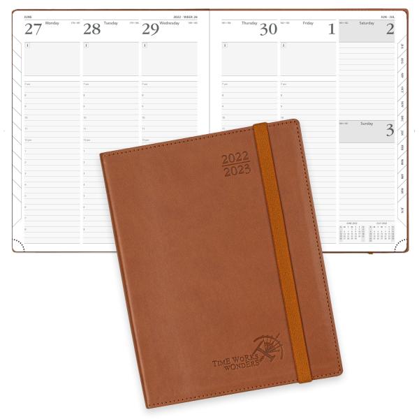 Quality Softcover Weekly Academic Planner 2023 2023 Brown Vegan Leather for sale