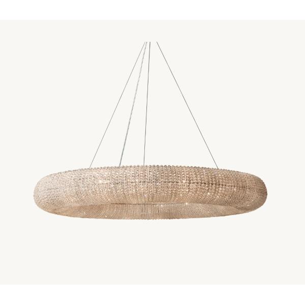 Buy cheap Dimmable Crystal Halo Clear Chandelier 59" Round Ring Chandelier 100V - 277V from wholesalers