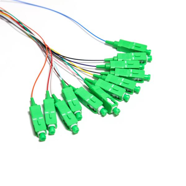 SC APC 12core Fanout Fiber Optic Pigtail SM Simplex 1.5M Optical Fiber Pigtail /Planar Lightwave Circuit splitter