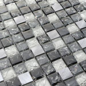 Buy cheap Crack crystal black and white glass mix metal mosaic tile from wholesalers