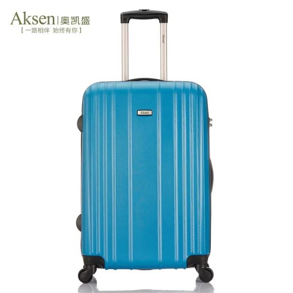 Buy cheap Multi-Function Blue Durable PC Carry Suitcases Luggage Front Open Travel Boarding Trolley Case Embossed Vertical Stripe from wholesalers