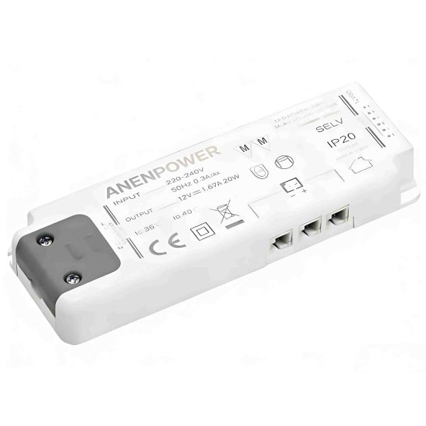 15W Max 12V/24V IP20 Super Thin LED Power Supply – Ideal for Cabinet & Showcase