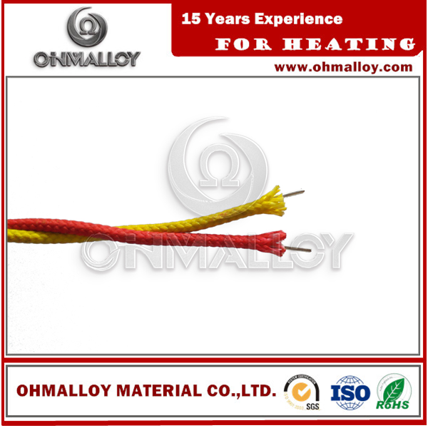 Red and yellow thermocouple type K/KX type thermocouple cable