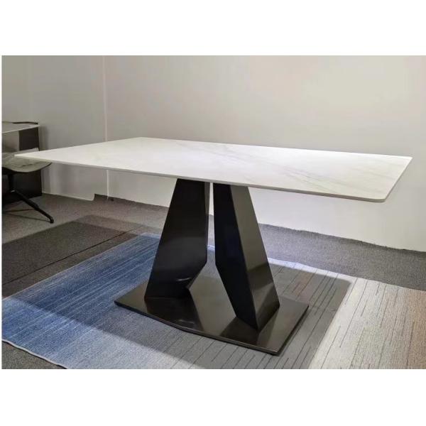 Made In China Modern Luxury Rectangular Dining Table Marble Slate Stone Top