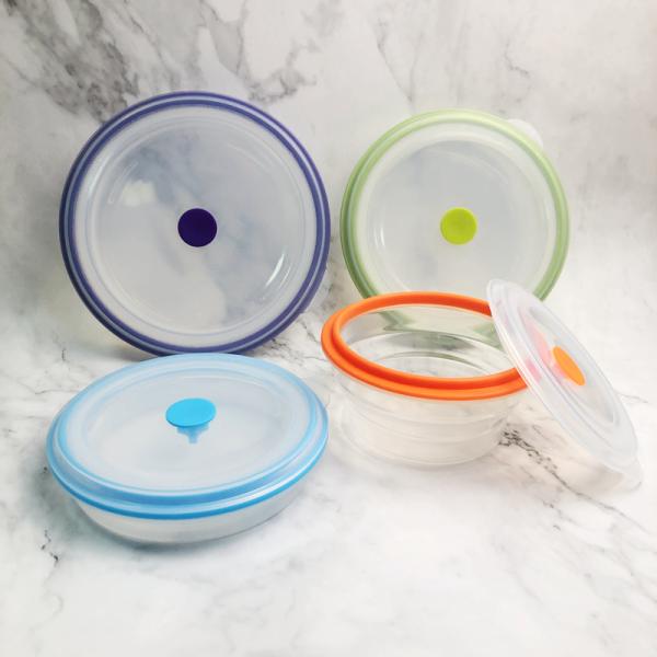 Bpa Free Large Air-Tight Folding Collapsible Kids Hiking All Silicone Food Divider Storage Container With Leak Proof Lock