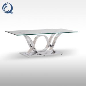 High Gloss 0.216cbm SS Coffee Table 12mm Tempered Glass Center Table