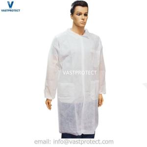 Buy cheap Elastic Cuff Zipper Magic Tape Velco Pockets Non-Woven PP Lab Coat for M L XL XXL Sizes from wholesalers