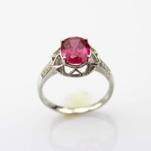 Buy cheap Created Amethyst Sterling Silver Ring with Cubic Zirconia (R112) from wholesalers