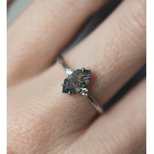 Buy cheap Green Genuine Moss Agate Ring , Gemstone Beautiful Women Ring from wholesalers